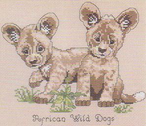 Wild dogs Embroidery Pattern 94 x 108 Stitches